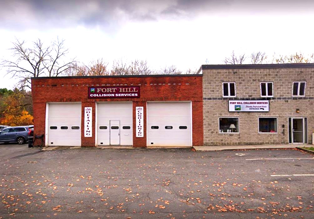 Fort Hill Collision Services garage and office in Amherst, MA